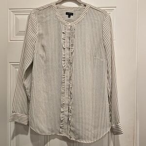 Talbots Black and White Striped Blouse